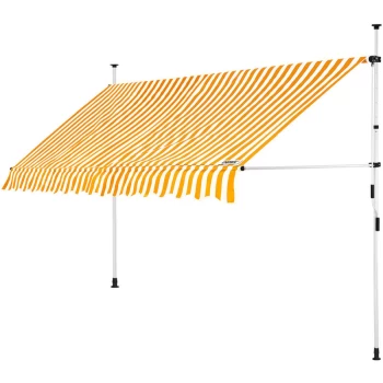 Clamp Awning Telescopic Balcony Canopy 150 - 400cm Retractable Sunshade 400cm (de), Gelb/Weiß (de)