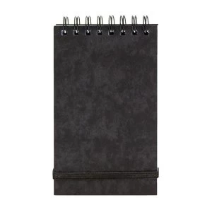 Wirebound Notepad Elasticated Ruled 90gsm 120 Pages 127x76mm Black Pack of 10
