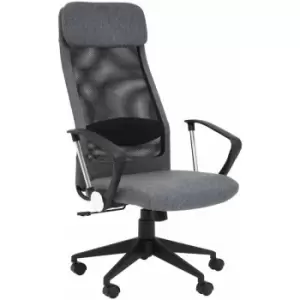 Brent Black Mesh And Grey Fabric Home Office Chair - Premier Housewares