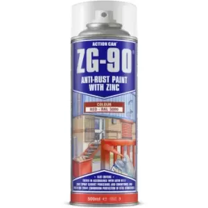 Action Can - ZG-90 Red Anti Rust Cold Zinc Galvanising Colour Spray Paint 500ml - Red