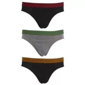 Tom Franks Mens Briefs Underwear With Striped Waistband (3 Pack) (Large) (Orange/Red/Green)