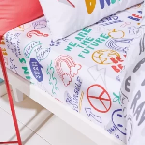 Born To Be Brave 100% Organic Cotton Fitted Sheet MultiColoured