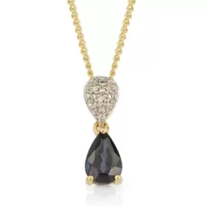 JG Fine Jewellery 9ct Gold Diamond & Sapphire Droplet Necklace