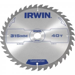 Irwin ATB Construction Circular Saw Blade 315mm 40T 30mm