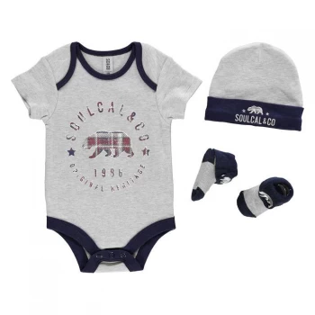 SoulCal 3 Pack Romper Suit Set Baby - Grey/Navy