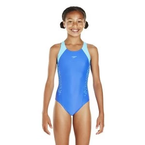 Speedo Boom Splice Muscleback Swimsuit Junior Blue/Turquoise 24"