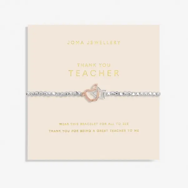 Forever Yours thank You Teacher Silver Rose Gold Plated 17.5cm Bracelet 6881