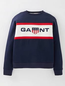 Gant Boys Retro Shield Crew Neck Sweatshirt - Blue Size 11-12 Years