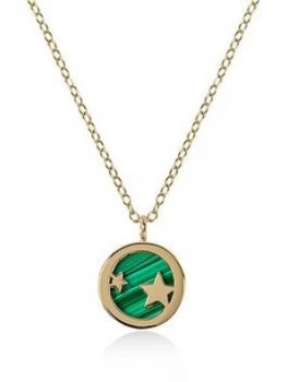 Radley Gold Tone Sterling Silver Star And Green Enamel Disc Pendant Ladies Necklace