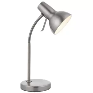 Adjustable Neck Desk Lamp Satin Nickel Industrial Metal Shade Table Work Light
