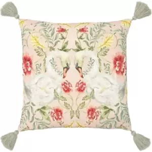 Evans Lichfield Heritage Tassel Swan Cushion Cover (One Size) (Peach/Green/Red) - Peach/Green/Red