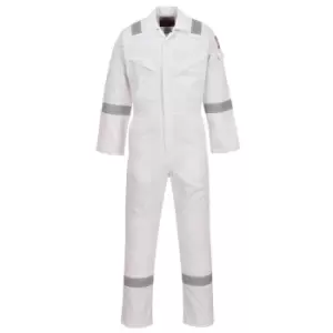 Biz Flame Mens Aberdeen Flame Resistant Antistatic Coverall White Medium 32"