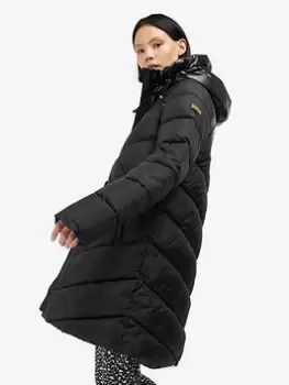 Barbour International Parallel Chevron Quilt Padded Coat - Black, Size 18, Women
