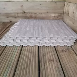 16 Piece Grey Wood Effect eva Foam Floor Protective Tiles / Mats 60x60cm Each Set For Gyms, Kitchens, Garages, Camping, Kids Play Matting, Floor Mats