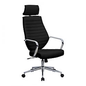 Nautilus Designs Ltd. High Back Leather Effect Designer Executive Chair with Headrest, Chrome Armrests and Chrome Base