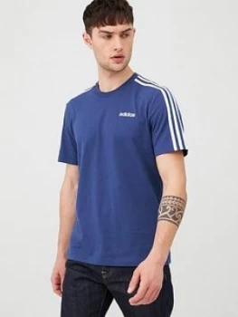 Adidas 3 Stripe Linear T-Shirt - Indigo, Size S, Men