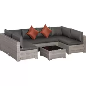 4 pcs Patio pe Rattan Wicker Sofa Conservatory Outdoor Furniture Set - Grey - Outsunny