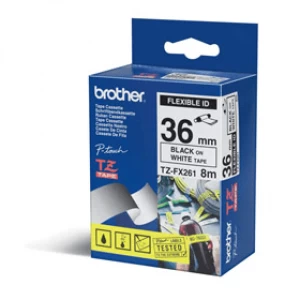 Brother TZE-FX261 P-touch Black on White Tape 36mm x 8m