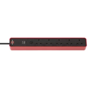 Brennenstuhl 1153253070 Ecolor 5 Way Black/Red FB Extension Socket...