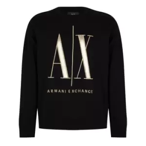 Armani Exchange Icon logo Crew Neck Sweatshirt - Black