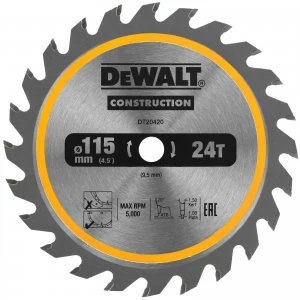 DEWALT 115mm Construction Circular Saw Blade For DCS571 115mm 24T 9.5mm