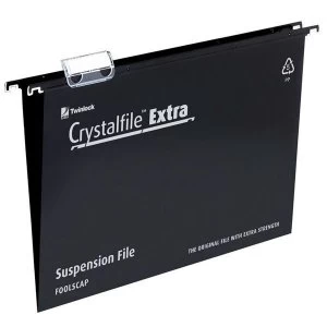 Rexel Crystalfile Extra Foolscap Polypropylene Suspension File 15mm Black Pack of 25