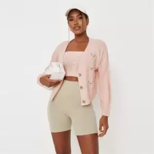 Missguided Embroidered Cardigan Co-Ord - Pink