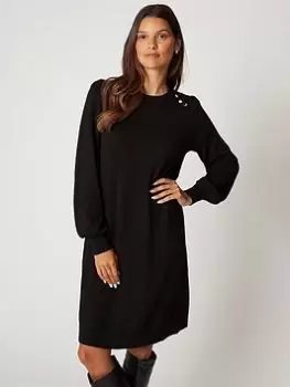 Wallis Knitted Swing Dress - Black, Size S, Women