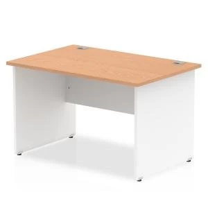 Trexus Desk Rectangle Panel End 1200x800mm Oak Top White Panels Ref