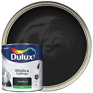 Dulux Walls & Ceilings Rich Black Silk Emulsion Paint 2.5L