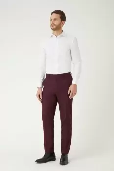 Mens Slim Fit Burgundy Suit Trousers