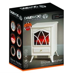 Daewoo 1850W Small Stove Effect Heater - White