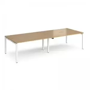 Adapt double back to back desks 3200mm x 1200mm - white frame and oak