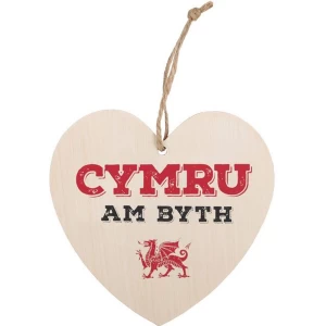 Cymru Am Byth Welsh Hanging Heart Sign