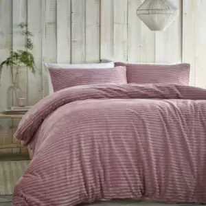 Portfolio - Alaska Blush Pink King Size Duvet Cover Set Reversible Winter Bedding Fleece - Blush Pink