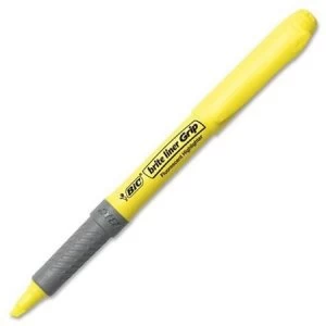 Bic briteliner Grip 1.6 to 3.3mm Chisel Tip Highlighter Pen Yellow 1 x Pack of 12 Highlighter Pens