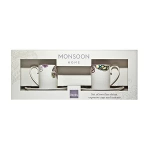 Denby Monsoon Cosmic Espresso Cup and Saucer Set X 2