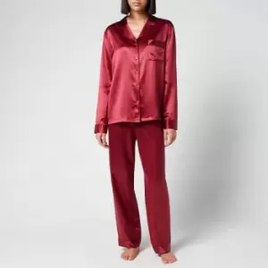Freya Silk Pyjamas - Claret Rose - M