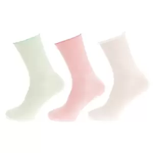 Universal Textiles Womens/Ladies Bamboo Diabetic Wellness Socks (3 Pairs) (4-8 UK) (White/Light Green/Pink)