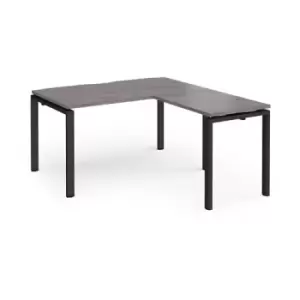 Adapt desk 1400mm x 800mm with 800mm return desk - Black frame and grey oak top