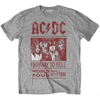 AC/DC - Highway to Hell World Tour 1979/1980 Unisex Large T-Shirt - Grey