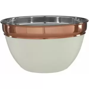 Copper / Cream Bowl For Salad / Serving / Punch / Large Bowls With Minimalistic Design And Painted Rim Finish With Silicone Bottom For Stability 22 x