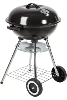 Garden Outdoor Camping Portable Charcoal Trolley Kettle Barbecue BBQ Cooking Grill with Lid, Shelf, Vent and Wheels