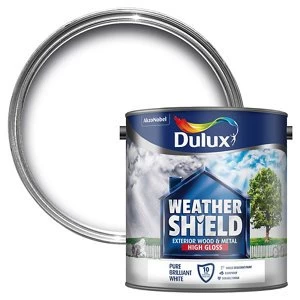 Dulux Weathershield Exterior Pure Brilliant White High Gloss Paint 2.5L