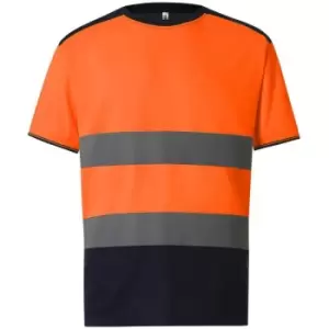 Yoko Mens Two Tone Hi-Vis T-Shirt (5XL) (Orange/Navy) - Orange/Navy