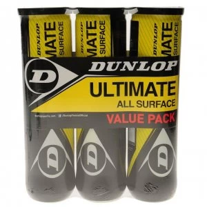 Dunlop Ultimate All Surface Tennis Ball Tri Pack - Yellow
