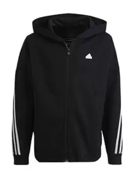 Adidas Sportswear Junior Boys Future Icons 3 Stripe Full Zip Hoodie - Black