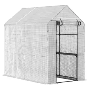 Outsunny Walk In Greenhouse W/Shelves Steeple Grow House 186x 120 x 190cm White