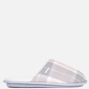 Barbour Womens Maddie Slippers - Recycled Pink/Grey Tartan - UK 8