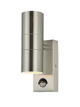 Camden 2 Light Up And Down Wall Light With Pir Sensor - Brushed Stainless Steel